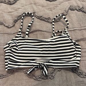 Xhilaration Black and White Striped Bikini Top